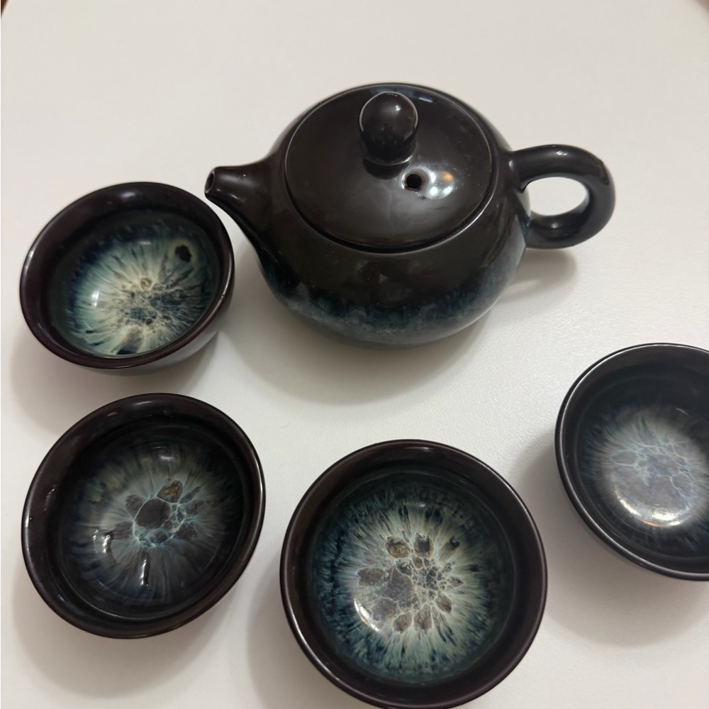 Elegant Black Ceramic Tea Set - Picture 4 of 8